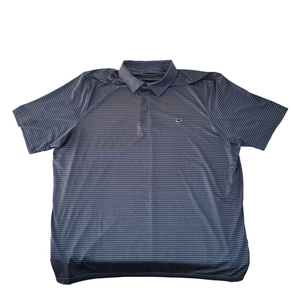Vineyard Vines On-The-Go Sankaty Polo Men’s 3XT Blue Fish Print Performance